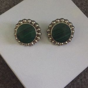 Clip on sterling and malachite earrings.